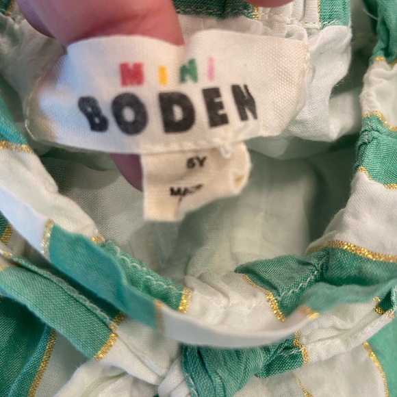 Mini Boden pull on elastic waste wide leg pants with tie belt - Picture 2 of 2